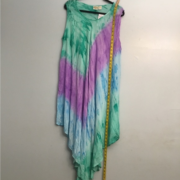 Collections Inc Vibrant Green and Blue Asymmetrical Sundress - Picture 1 of 12